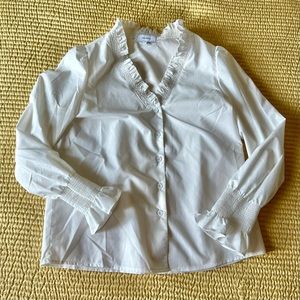 Rihoas White ruffle button down